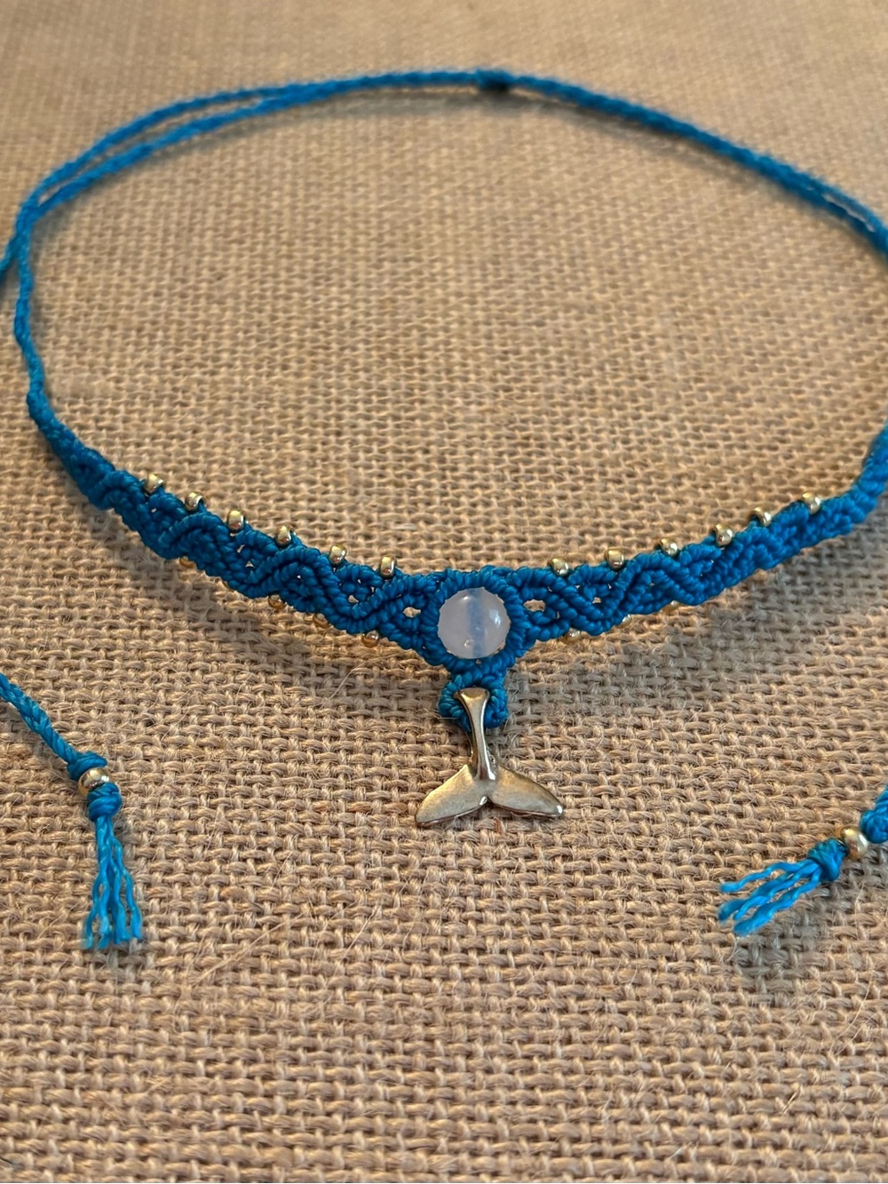 Handwoven Blue Mermaid Tail Choker Necklace